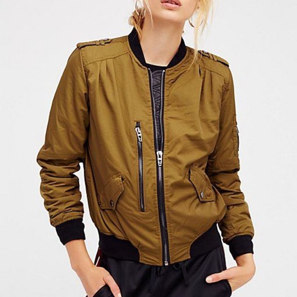 ISO Free People / Blank NYC She's a Toad Bomber Jacket Army Green Khaki Sz XS - Picture 2 of 4